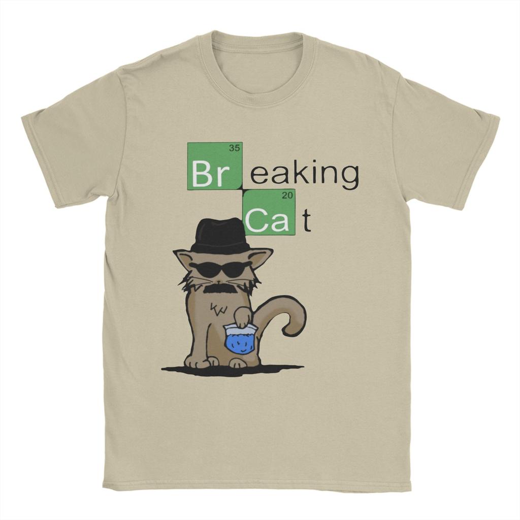 Men's T-Shirt Breaking Cat Breaking Bad Walter White Cotton Tee Shirt Short Sleeve Heisenberg T Shirt Crew Neck Clothing Adult