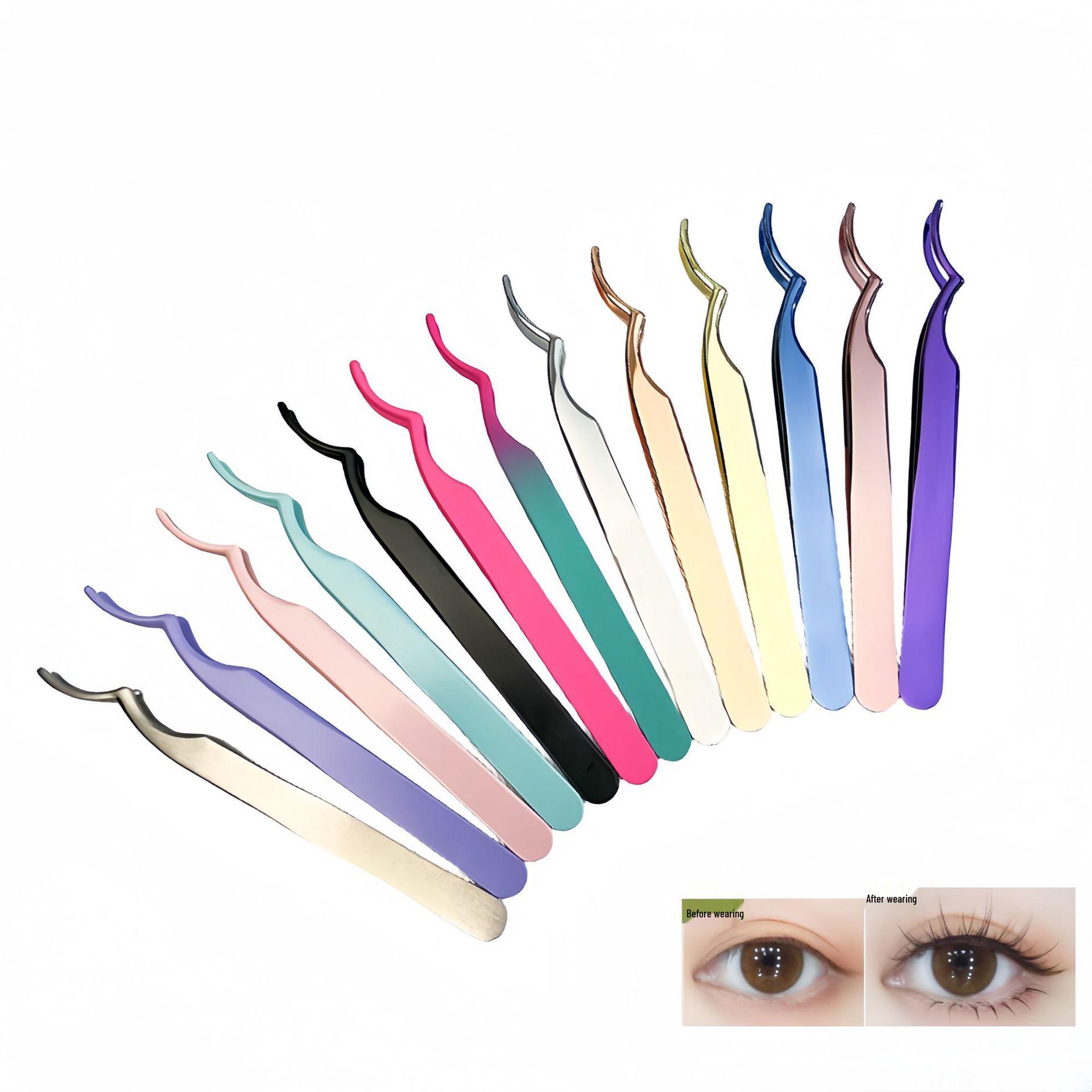 

Stainless Steel Self-Adhesive Eyelash Applicator Tweezers