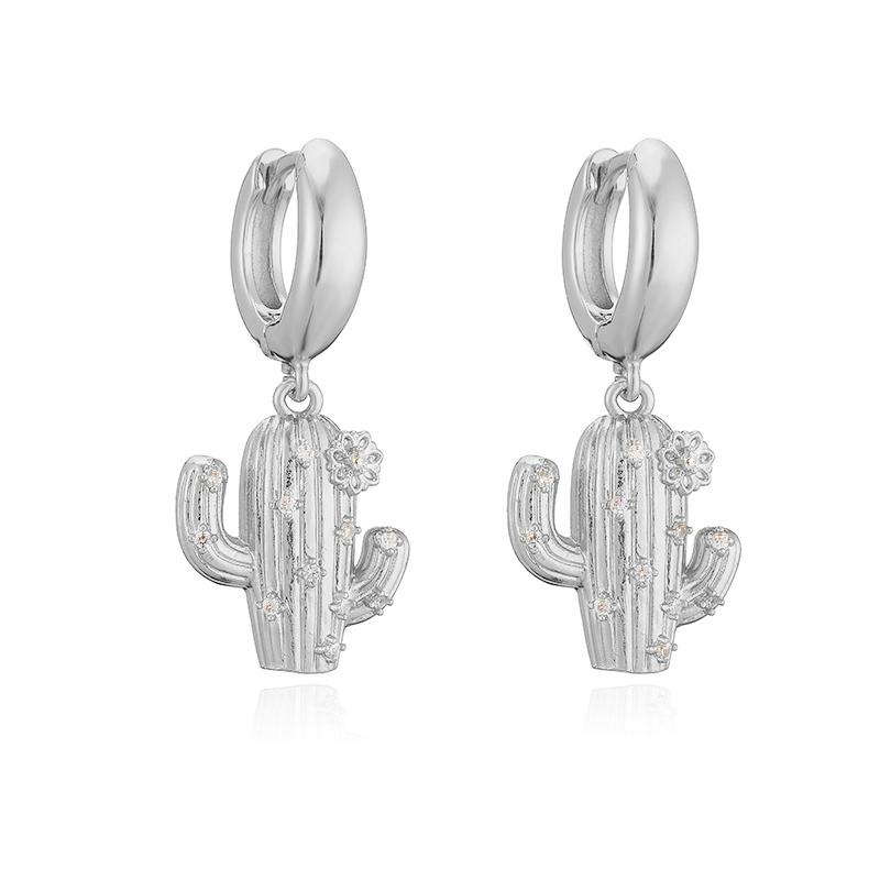 

HECHENG,18K Golden-Plated Copper Cactus Boot Shape Earrings Western Cowboy Collection Unisex Jewellery Drop Earrings 1 Pair Other