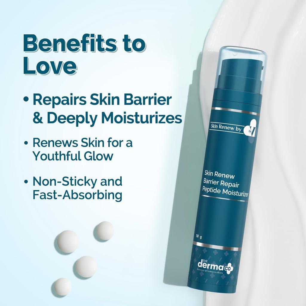 The Derma Co. X Dr.V Barrier Repair Peptide Moisturizer 50ml Deeply Hydrates & Strengthens Skin