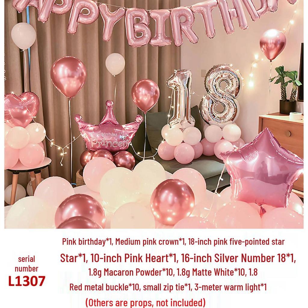 18th Birthday Party Aluminum Balloon Set - Wall Decoration Background