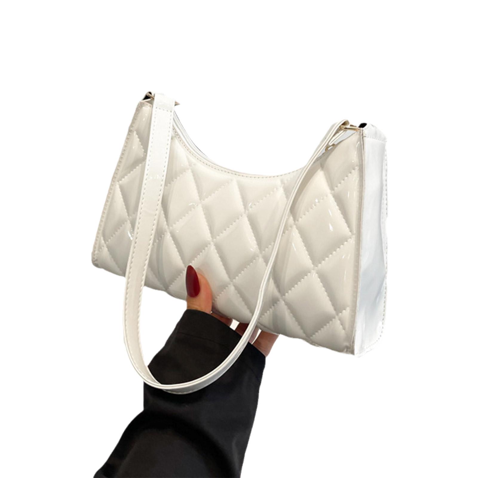 Сумка подмышку Diamond Grid PU Кожаная Сумка Женская Сумка на плечо Модная Сумка через плечо Кошелек Винтажная Простая Сумка-тоут белый