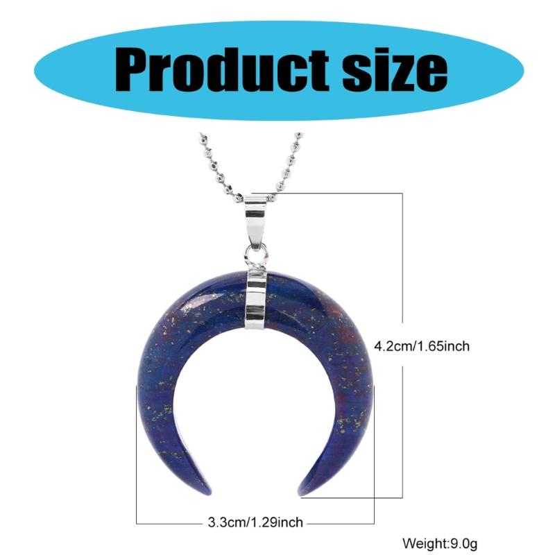 Natural Stone Crescents Moon Pendant Necklace Natural Stone Crescents Moon Pendant Necklace Clavicle Chain for Women