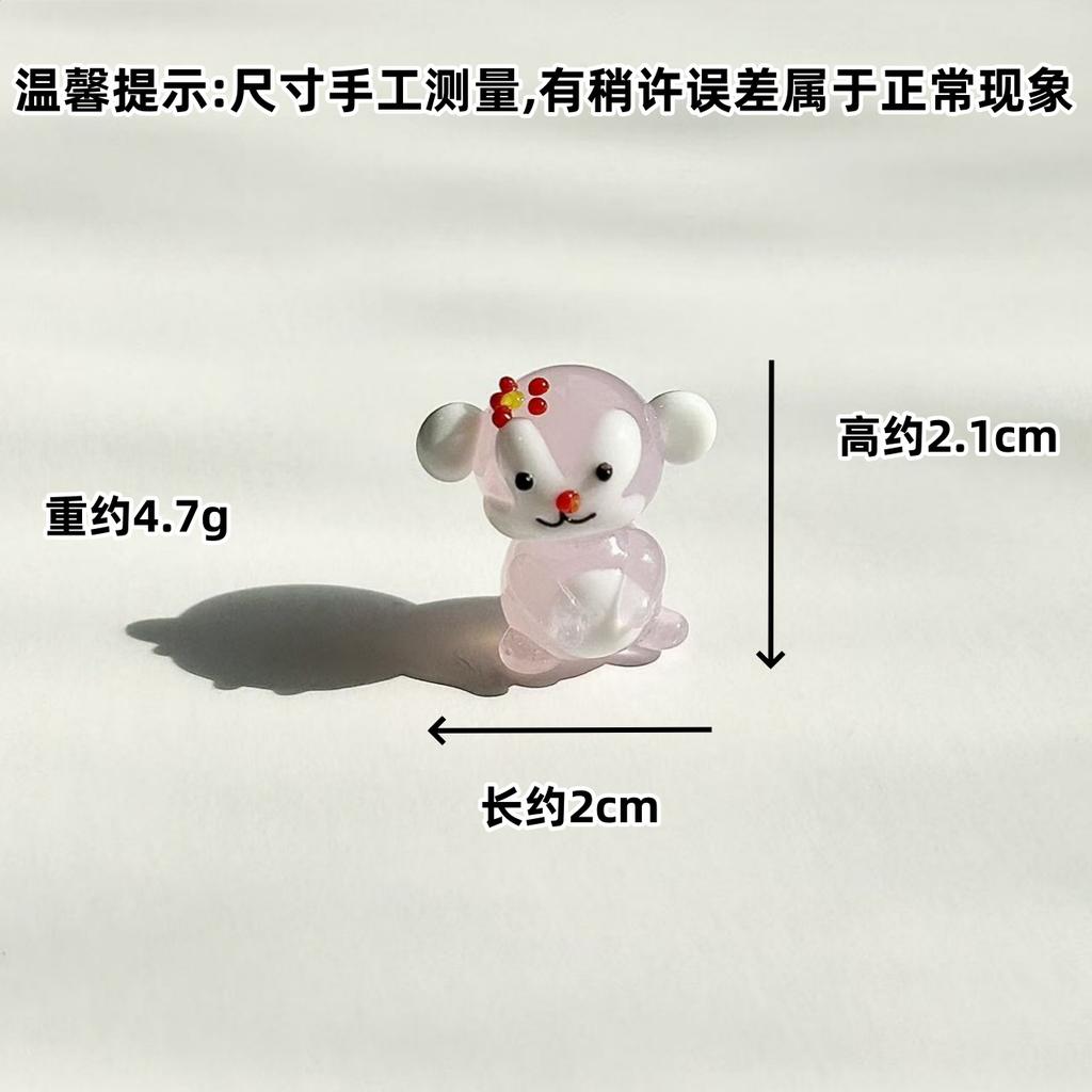 1Pcs Cute Glass Miniatures Zodiac Figurines Cartoon Animal Micro Landscape Ornaments Handmade Desktop Decoration Accessories