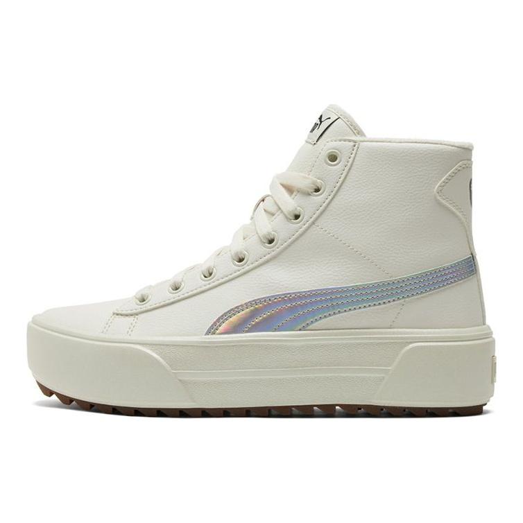 Puma Kaia Mid Fur Iridescent Dámské tenisky Krémová Šepotavě bílá Stříbrná 385377-01