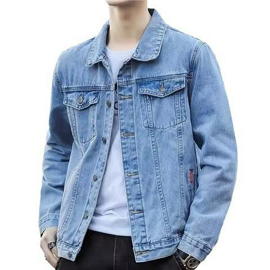 Herre denimjakke i Hong Kong-stil: Løstsittende, trendy koreansk skjøt for vår og høst