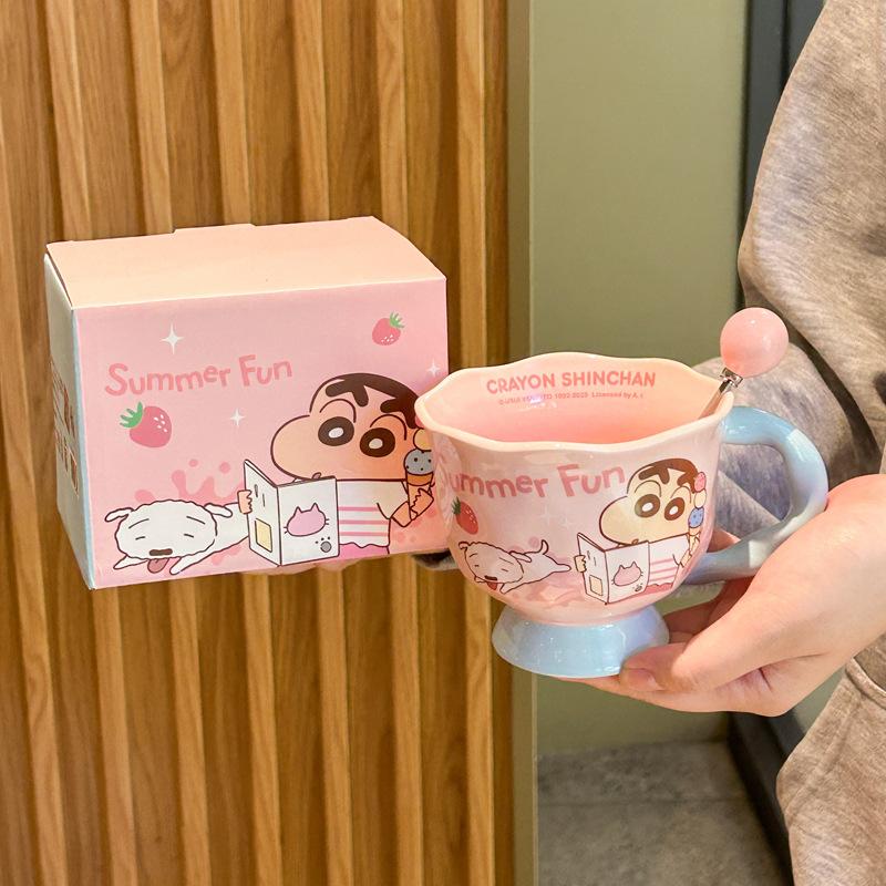 Crayon Xiaoxin Joint Water Cup Girls High Value Mug Couple Ceramic Water Cup Birthday Gift Souvenir