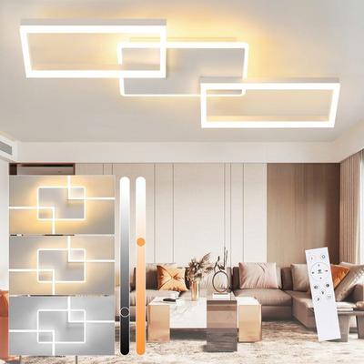 LED Ceiling Light - NETTLIFE - 80 Cm - 63 W - Dimmable - White Metal 3000K