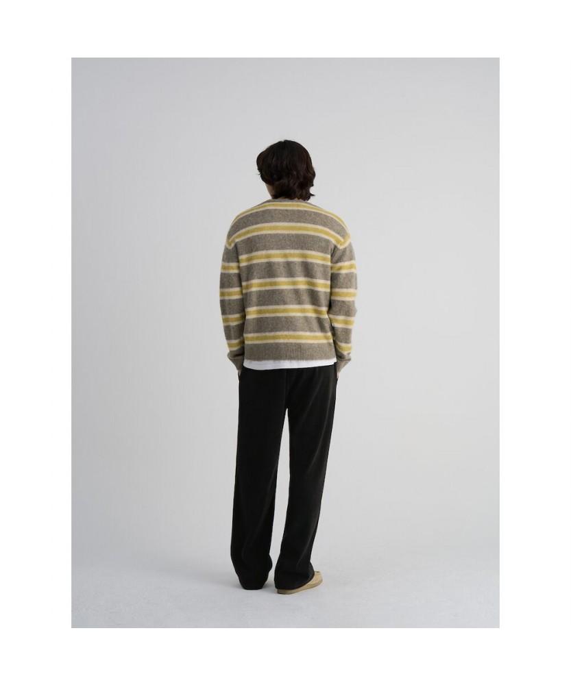 8SECONDS Multi-Stripe Brushed Round Knit Beige