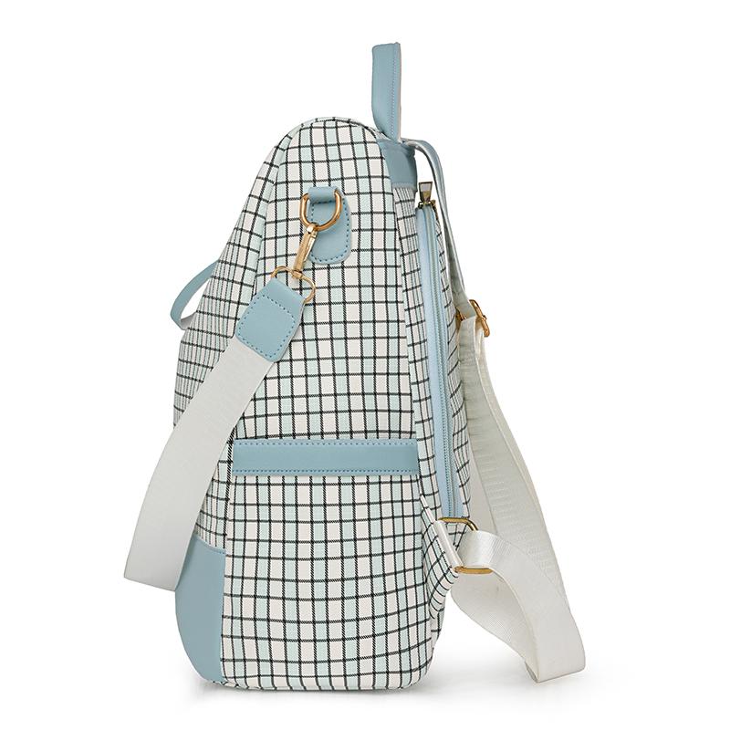Rucsac antifurt pentru femei Geantă de umăr multifuncțională în carouri Rucsac de călătorie cu trei scopuri