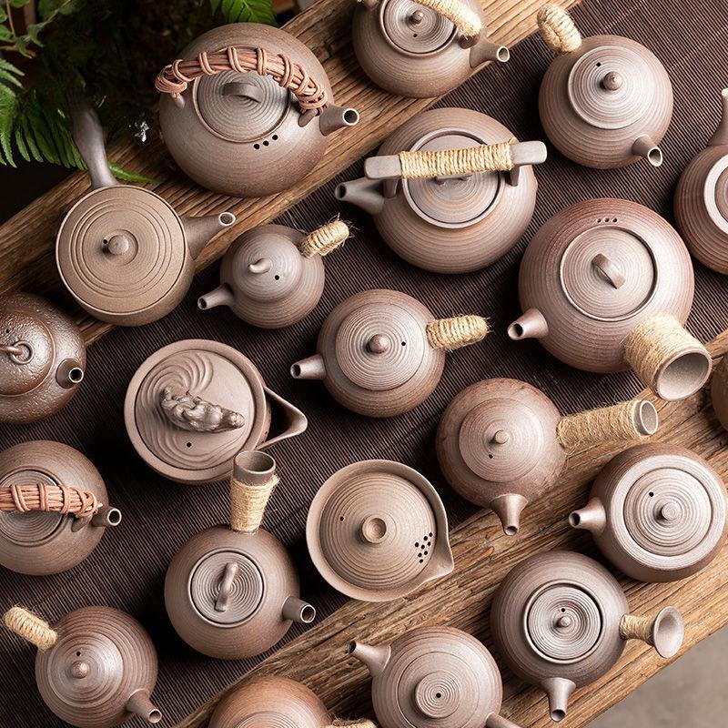 Japanese-Style Handmade Teapot - Retro Coarse Pottery Stoneware, Portable Ceramic Teaset for Kungfu Tea