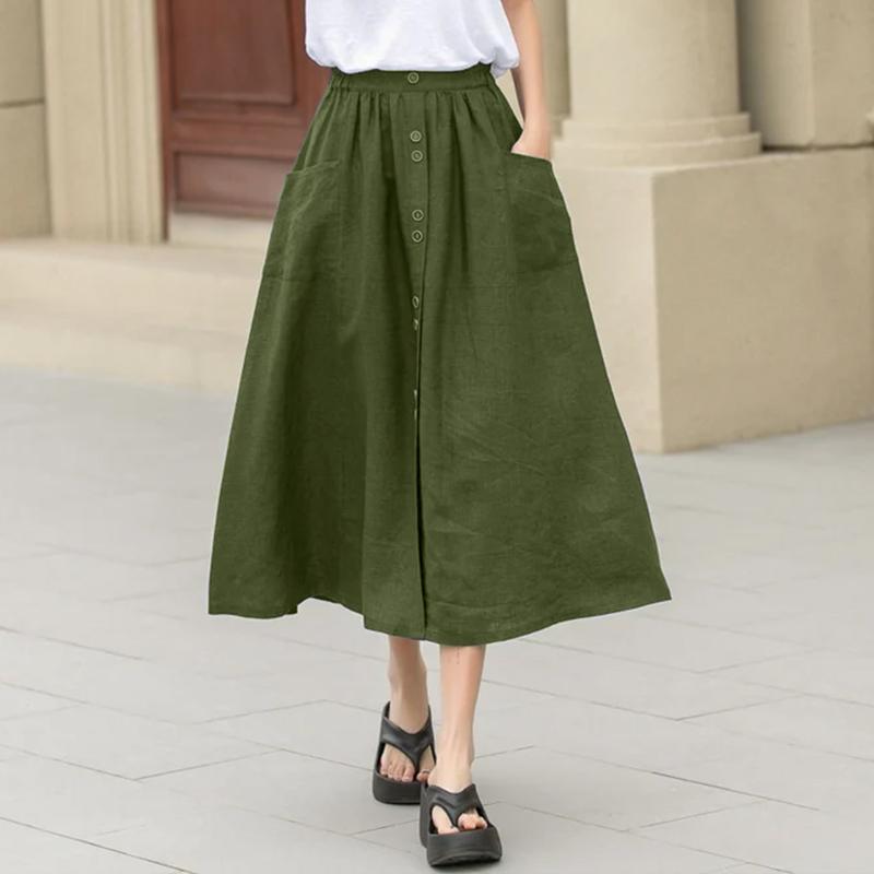 

ZANZEA Женские повседневные свободные длинные юбки трапециевидной формы с эластичной резинкой на талии 5XL