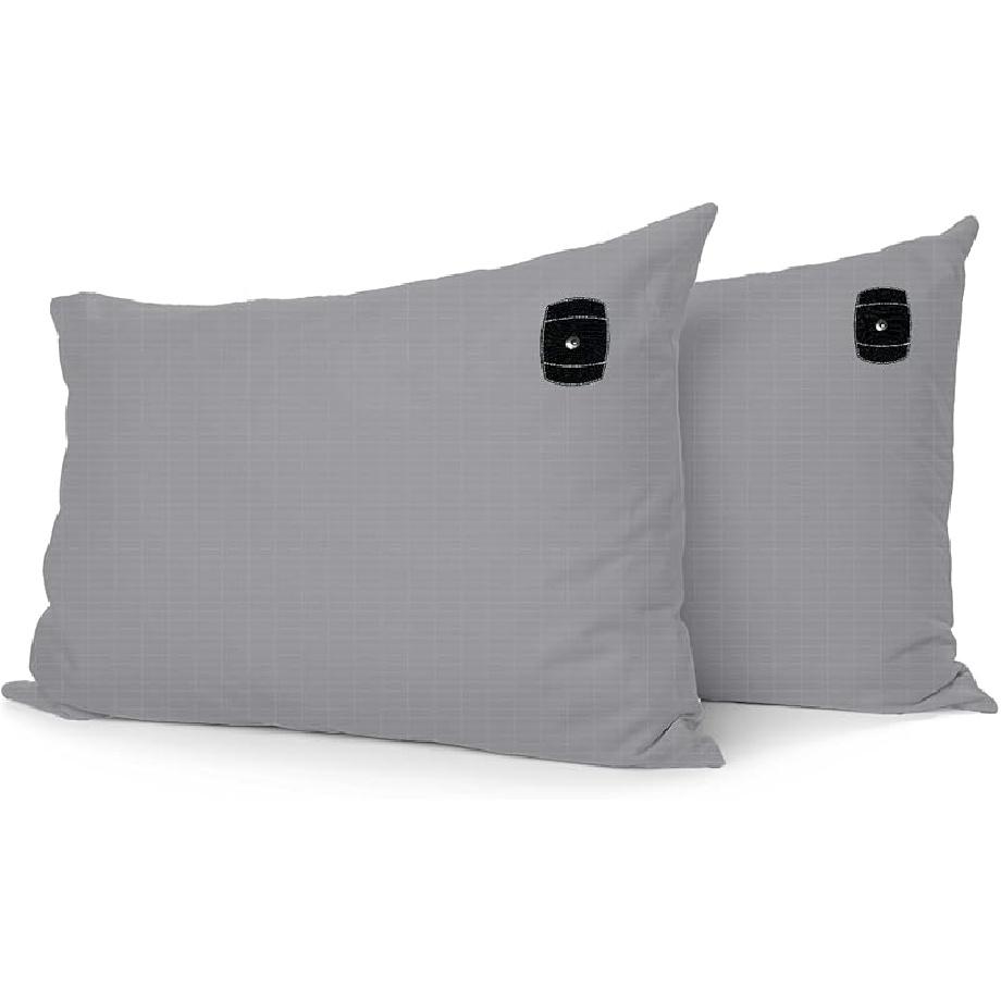 

Grounding Pillowcase, 2-Piece 20 x30 -inch Grey Earth Pillowcase with 15-Foot Grounding Cord – Reduces Pain, Anxiety, Stress and Improves Sleep серый