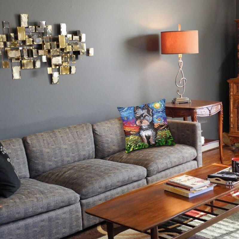 Husă de pernă de lux Starry Night Yorkshire Terrier 45*45 cm Față de pernă pentru câine Yorkie din poliester Decorat pentru canapea