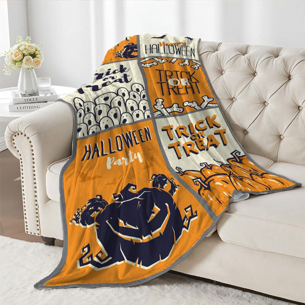 Halloween Pattern Puzzle Printed Blanket for Sofa Travel Camping Living Room Office Conditioning Blanket for All Seasons Gifts