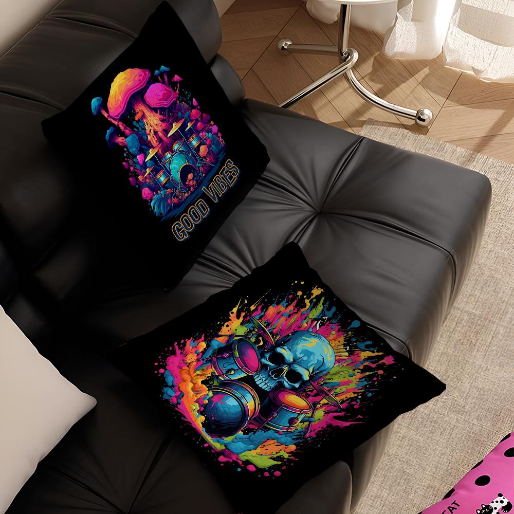 Cool Drum Kit Pillow Cushion Cover Pillowcase Living Room Sofa Home Decor Customized