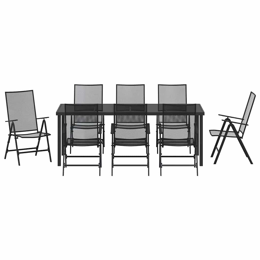 Garden Dining Set 9 pcs Anthracite Powder Coated Steel