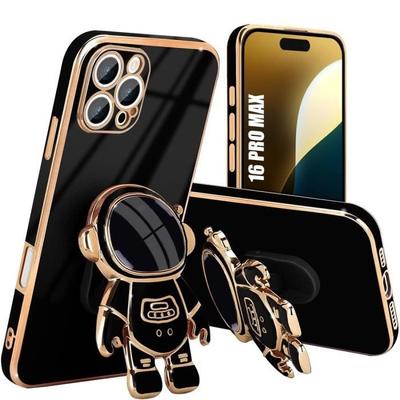 Silicone Case - BOOLING - for iPhone 16 Pro Max - Cute Astronaut - Shockproof Protection - Black - Unique Design