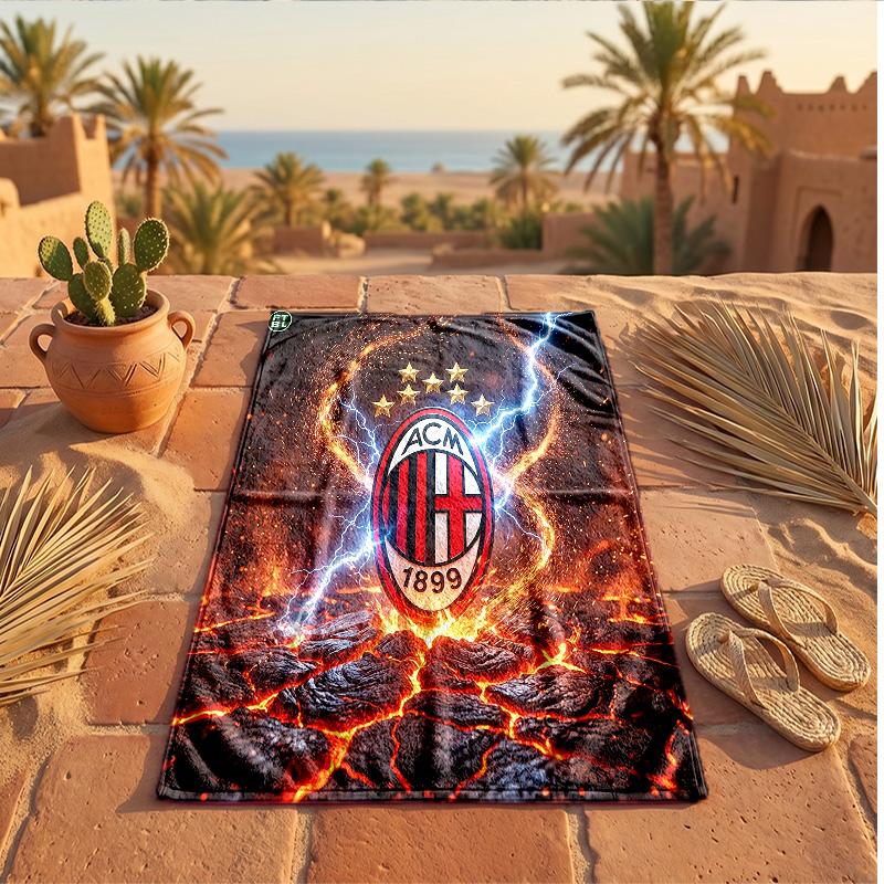 Asciugamano da Spiaggia in Microfibra con Stampa AC Milan Asciugatura Rapida Assorbente Grande Asciugamano per Spiaggia Nuoto Viaggio