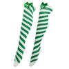 Striped Stockings For Women Over The Knee Long Socks Christmas Green Red Bowknot Long Socks Female Leg Stocking
