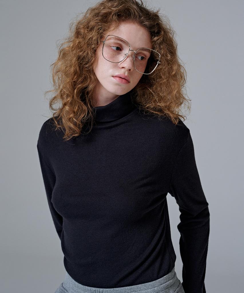 MALOUPE 5109 Textured Roll Neck T-Shirt (Black)