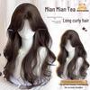 Women's Long Curly Wig with Natural Seamless Middle Part and Bangs for Daily Wear - Autumn/Winter Full Head Coverage.