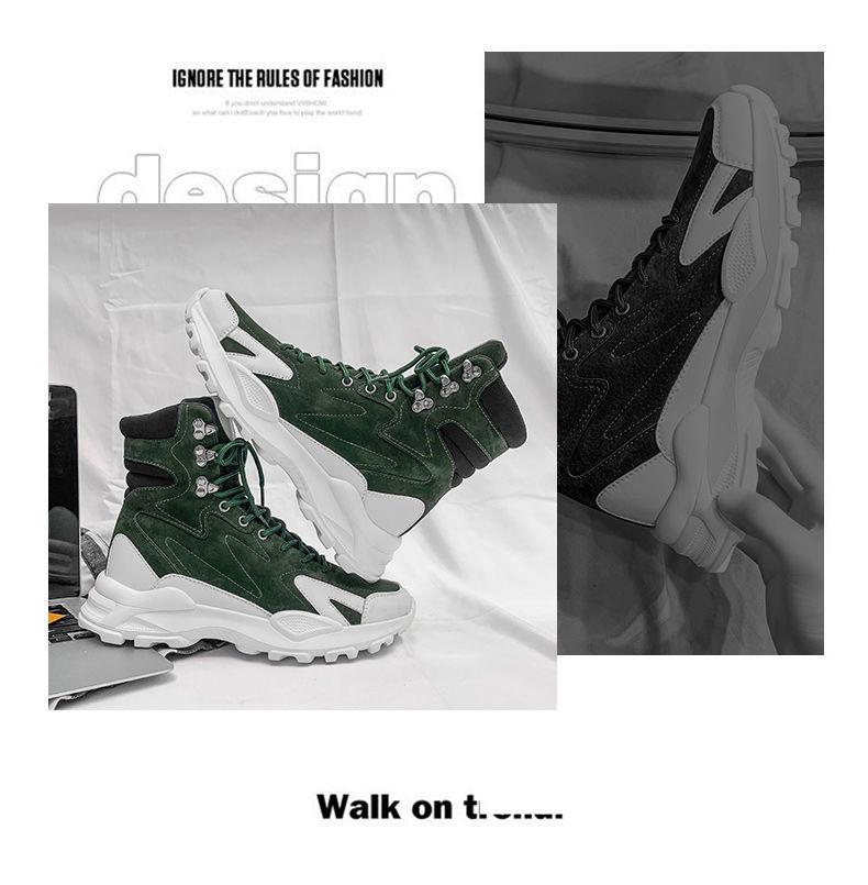 Men's High-Top Waterproof Leather Boots - Autumn Trendy, Long Tube, Plus Velvet Motorcycle Workwear Shoes