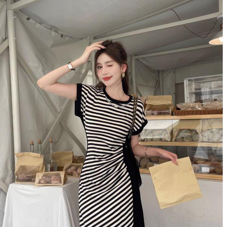 

Yujie Women s Sweet & Spicy Colorblock Knitted Summer Slit Dress One Size [Recommended for under 125 lbs]