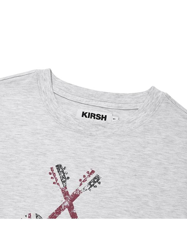 KIRSH Union Jack Crop T-Shirt [Melange Gray]