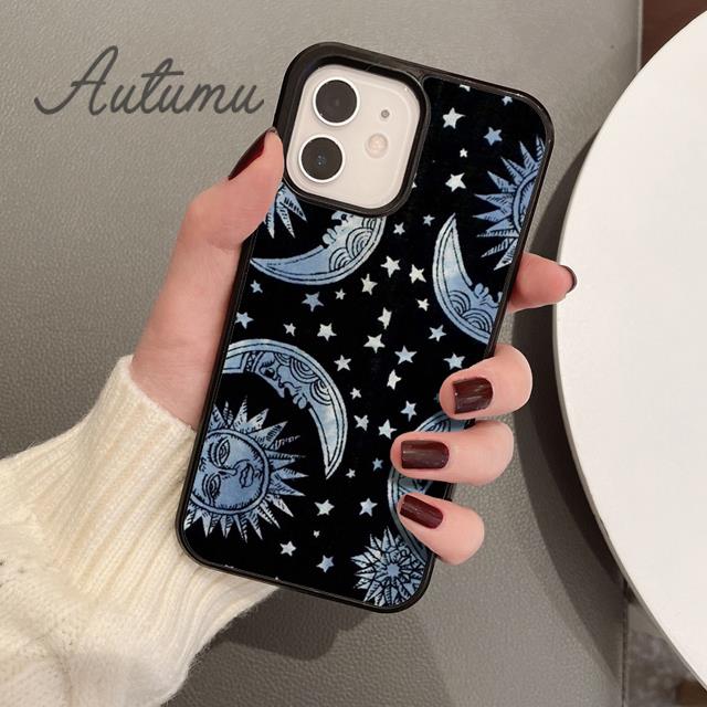 Blue Sun and Moon Phone Case for iPhone 11 12 13 14 Pro Max Mini X XR XS SE 2020 6S 7 8 Plus Samsung Galaxy S21 S22 Cover Shell