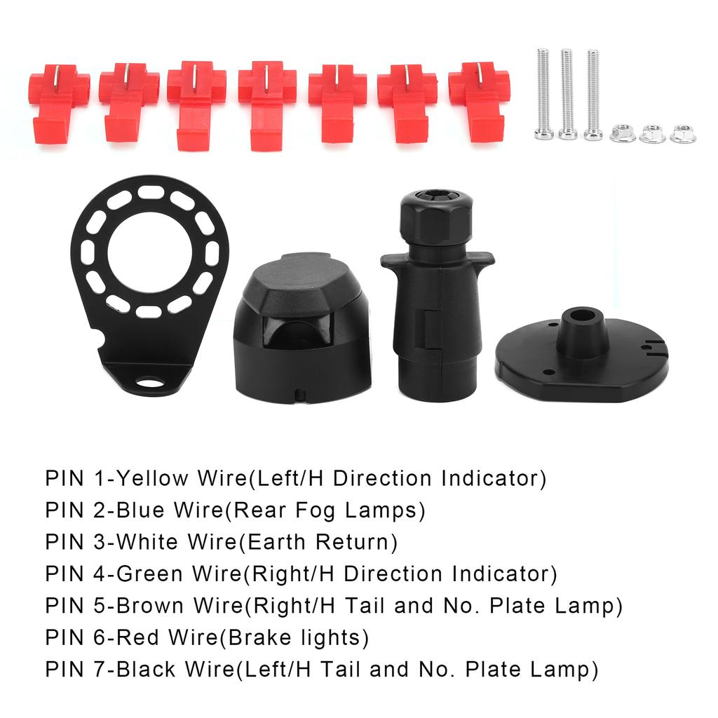 Trailer Adapter Trailer Parts Trailer Plug Connector Kit 7 Pin 92x50mm Universal Corrosion Resistant Iron Durable Trailer Socket