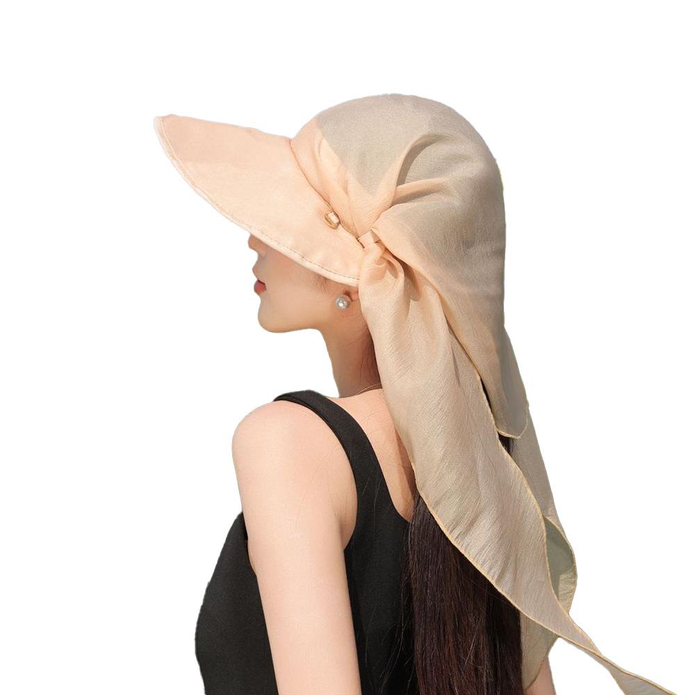 Women's UV Protection Summer Sun Hat with Neck Shawl & Ponytail Opening