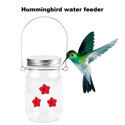 400ML Hummingbird Feeder Mason Jar Design Hanging Hummingbird Water Feeder with 3 Holes Bird Supplies