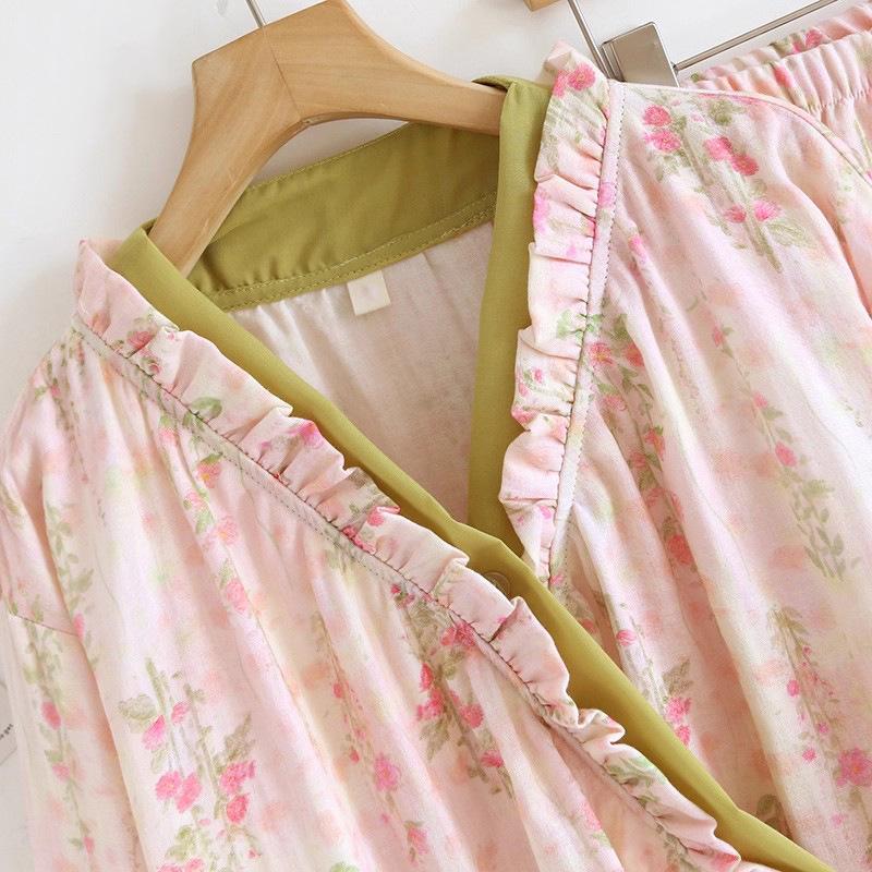 Women's Long Sleeve Cloud Cotton Pajama Set with Tie-up Cardigan