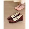 Gentle! Sweet Bow Word with Mary Jane Shoes Women's Spring Round Head Thick Heel Single Shoes
