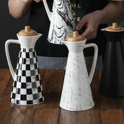 400/800ml Flacon dozator de ulei din ceramică Design rezistent la praf Cutie de ulei din ceramică lucrată manual pentru gătit în bucătărie Ulei de măsline Sos de soia Oțet Depozitare piliță