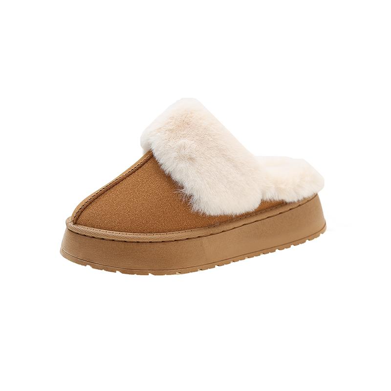

Модные зимние пушистые женские хлопковые тапочки, теплые, с коротким плюшем, нескользящие, уютные, мягкие, пушистые, зимние сапоги, домашние, флисовая подкладка, меховая платформа 41 верблюд