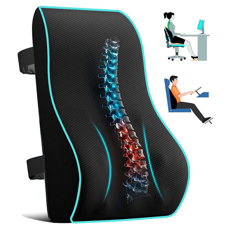 Ergonomic Memory Foam Lumbar Support Cushion for Office Chair, Car, and Wheelchair.