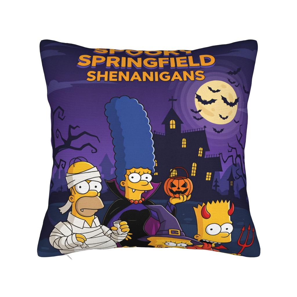 Pillow Cover SSimpsons Spooky Springfield Shenanigans Halloween Novelty Pillow Case For Couch Sofa Bedroom Pillowcases
