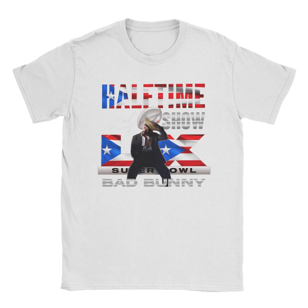 Mens Bad Bunny Puerto Rican Flag Benito Bowl  T Shirts  Pure Cotton Tops Fashion Short Sleeve Round Neck Tees Graphic TShirt