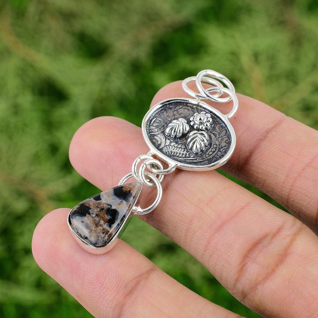 Daughters Day Deal Sterling Silver Ocean Jasper Stone Wedding Pendant Jewelry