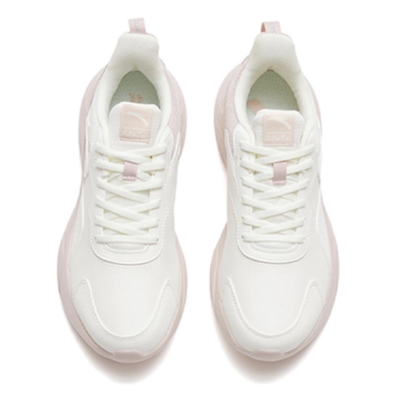 Anta Cushioning, Wear Resistant Low Top Sprint Running Shoes Women's White Gray Sneakers 922245527-2