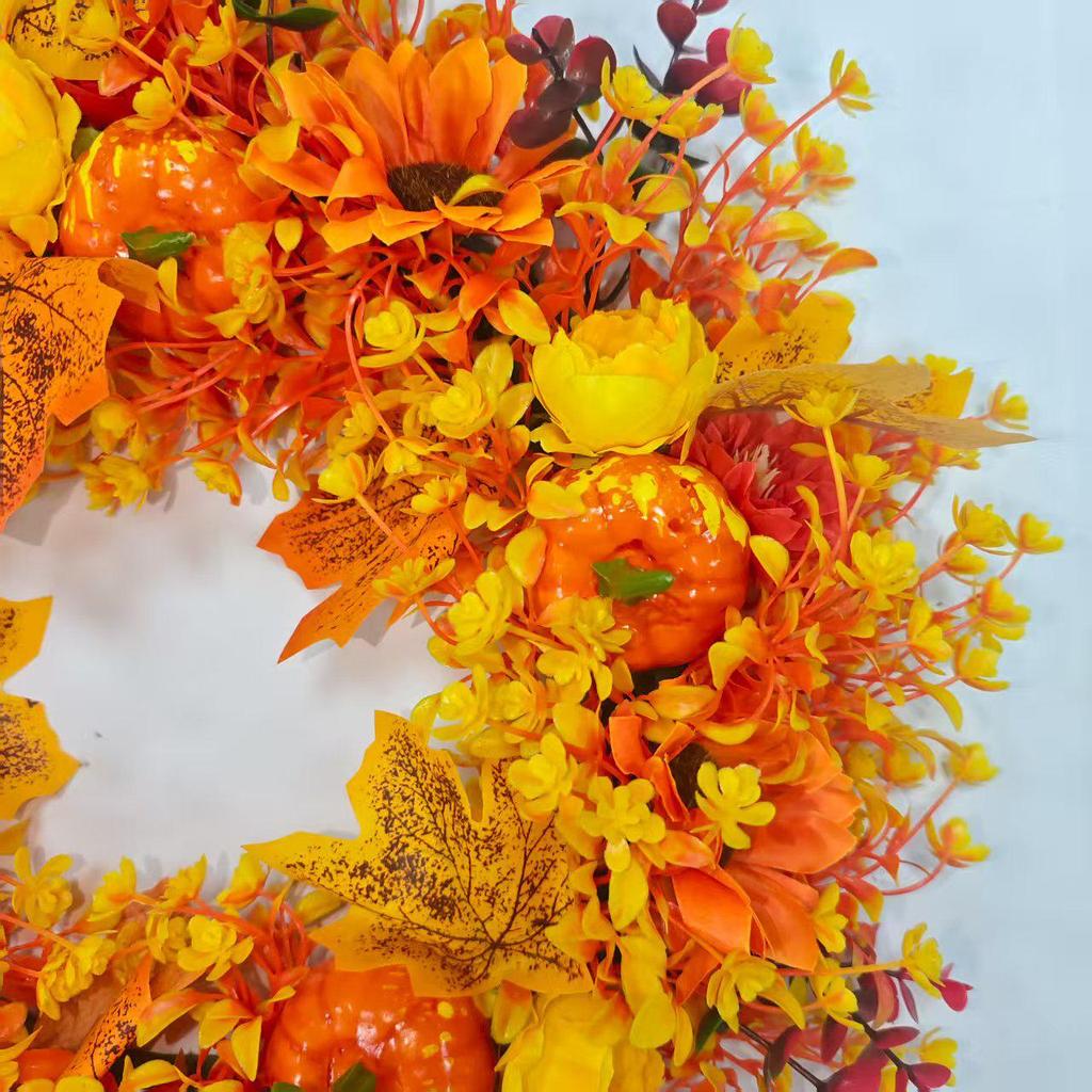 Autumn Harvest Wreath: Halloween Pumpkin & Berry Door Hanging for Thanksgiving