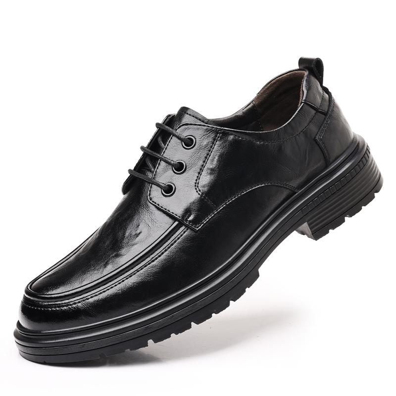

Men s leather shoes Classic casual style business office Dress up party Black minimalist lace-up comfortable 44