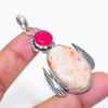 Natural Sunstone, Jade Gemstone 925 Sterling Silver Jewelry Pendant 2.36" ZS-539
