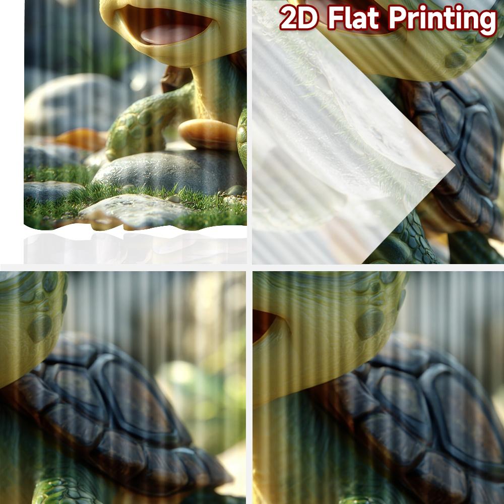 2D Flat Printing 2pcs Curtain Cute Turtle Outdoor Nature Digital Printed Polyester Drapes Holiday Decorations for Photo Booths &