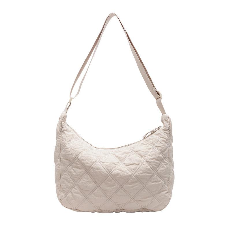 Women's bag new casual shoulder bag embroidery thread rhombus down cotton clothing bag women's dumpling messenger bag