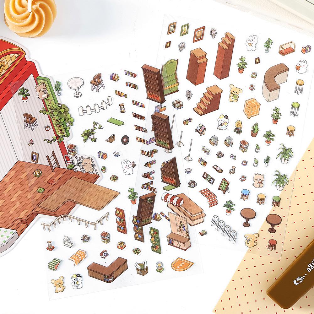 Infeel.Me Sixth Edition 2.5D PET Scenery Cartoon Sticker Set for Students