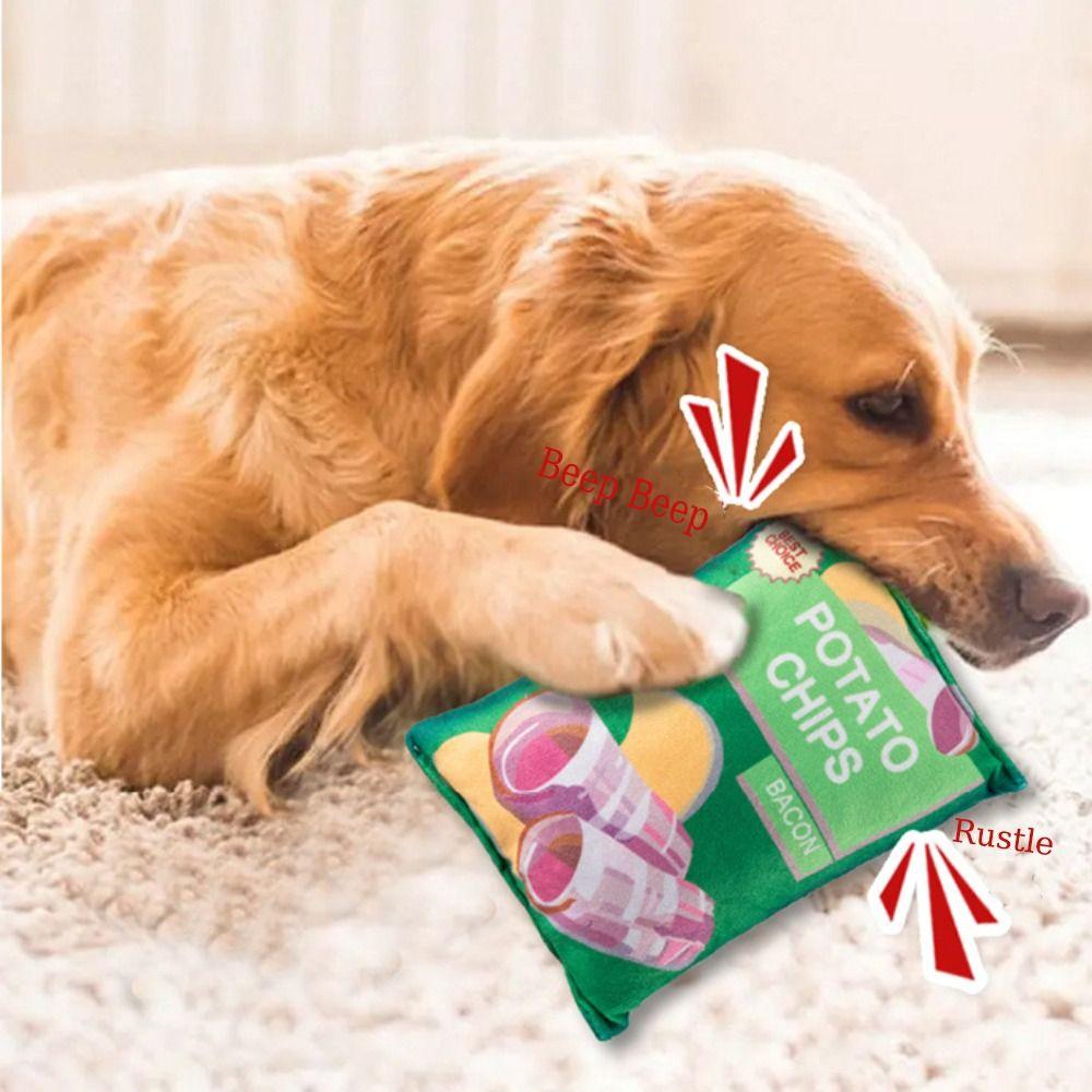 Crisps Shape Interactive Dog Toys Bite-resistant Simulation Plush Toy For Small Medium