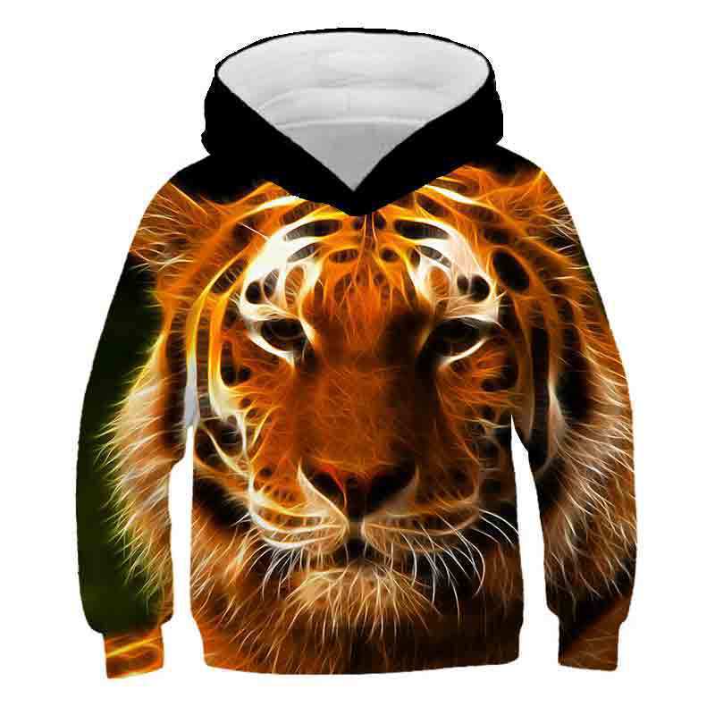 Autumn 3D Animal Tiger Pattern Printed Top Fashionable Casual Long Sleeved Children's Boy Hoodies